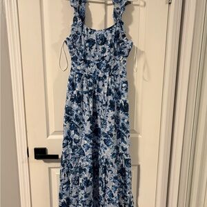 Floral Blue and White Maxi Dress